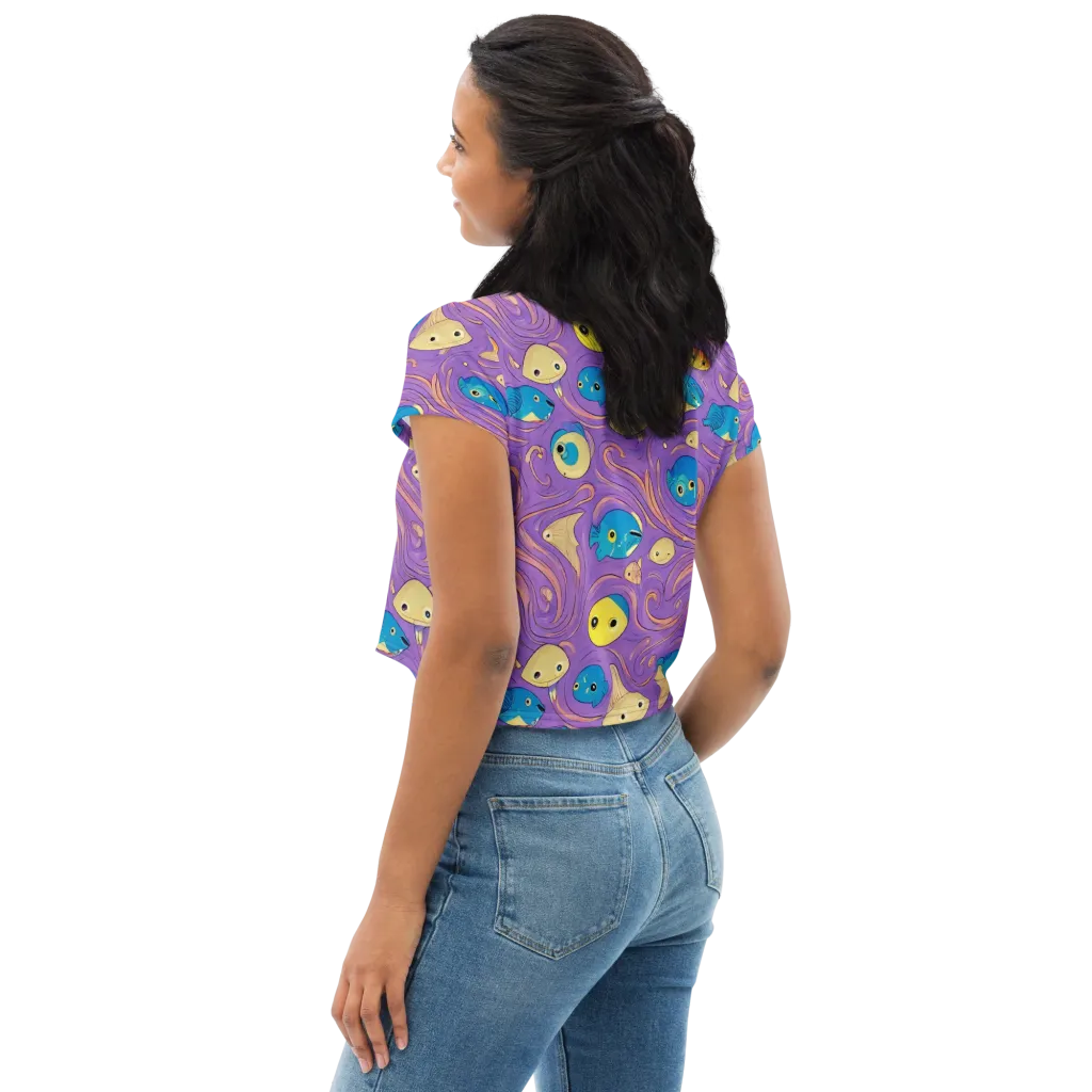 Violet Tide on Crop Tee — Left Back