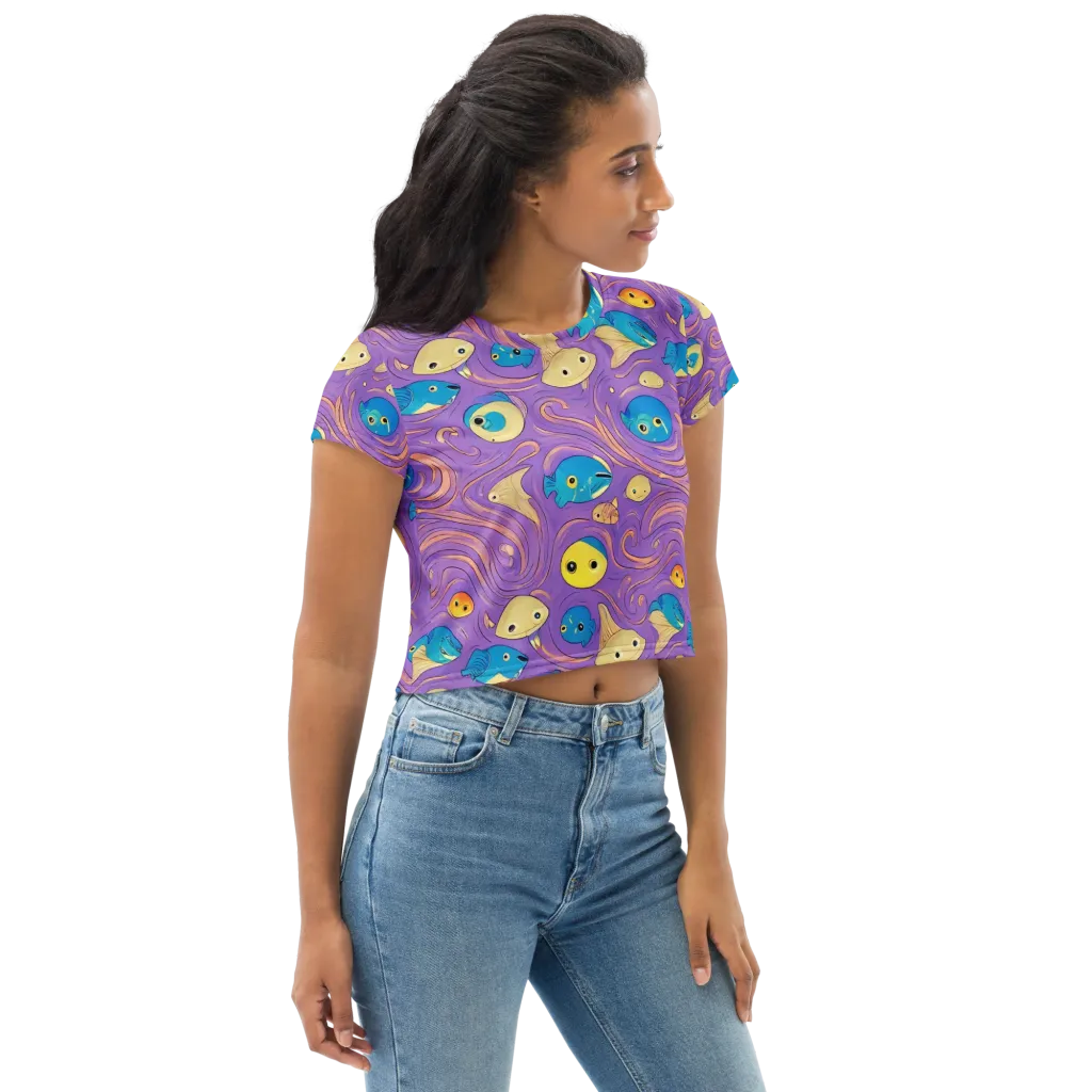 Violet Tide on Crop Tee — Right Front