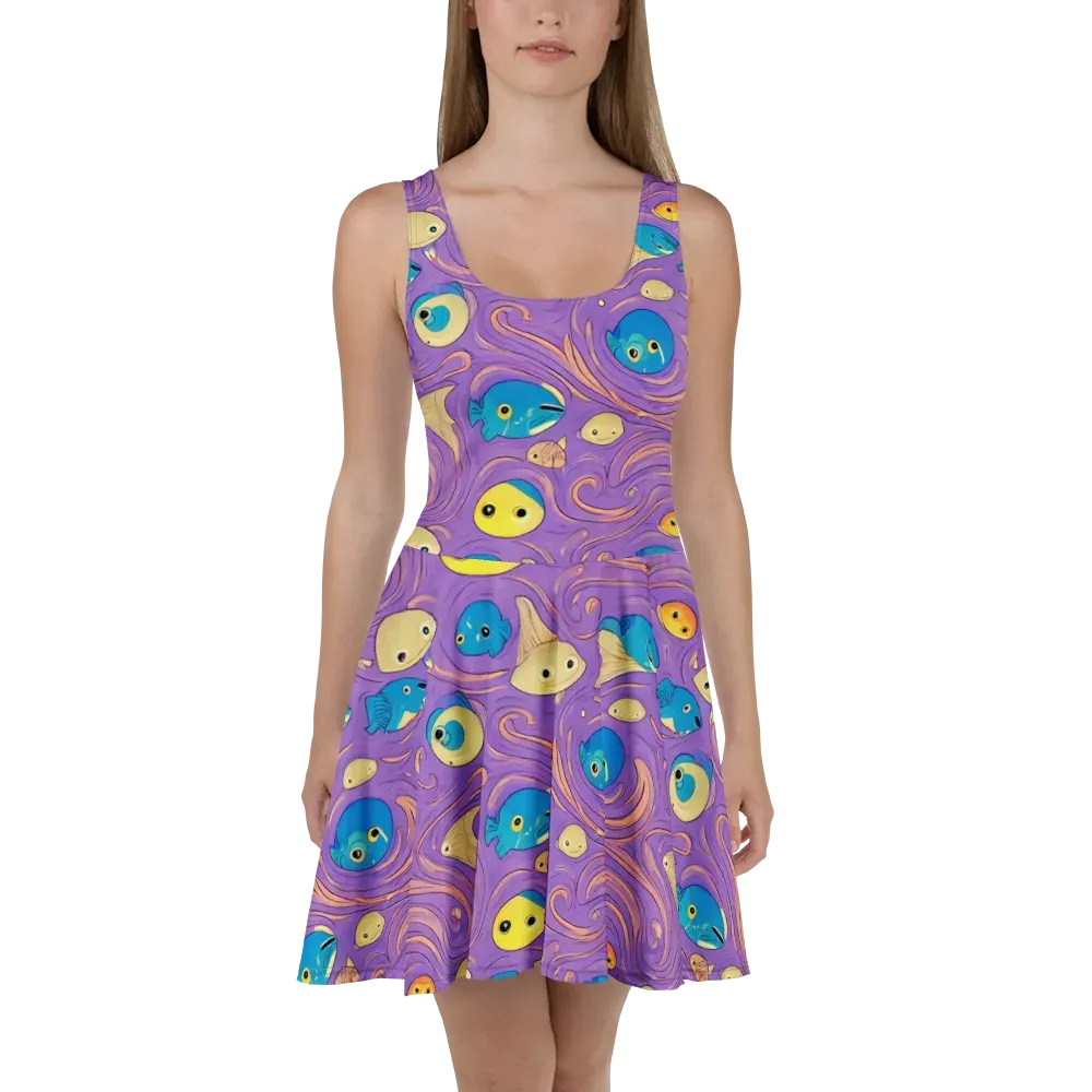 Violet Tide on Skater Dress — Front