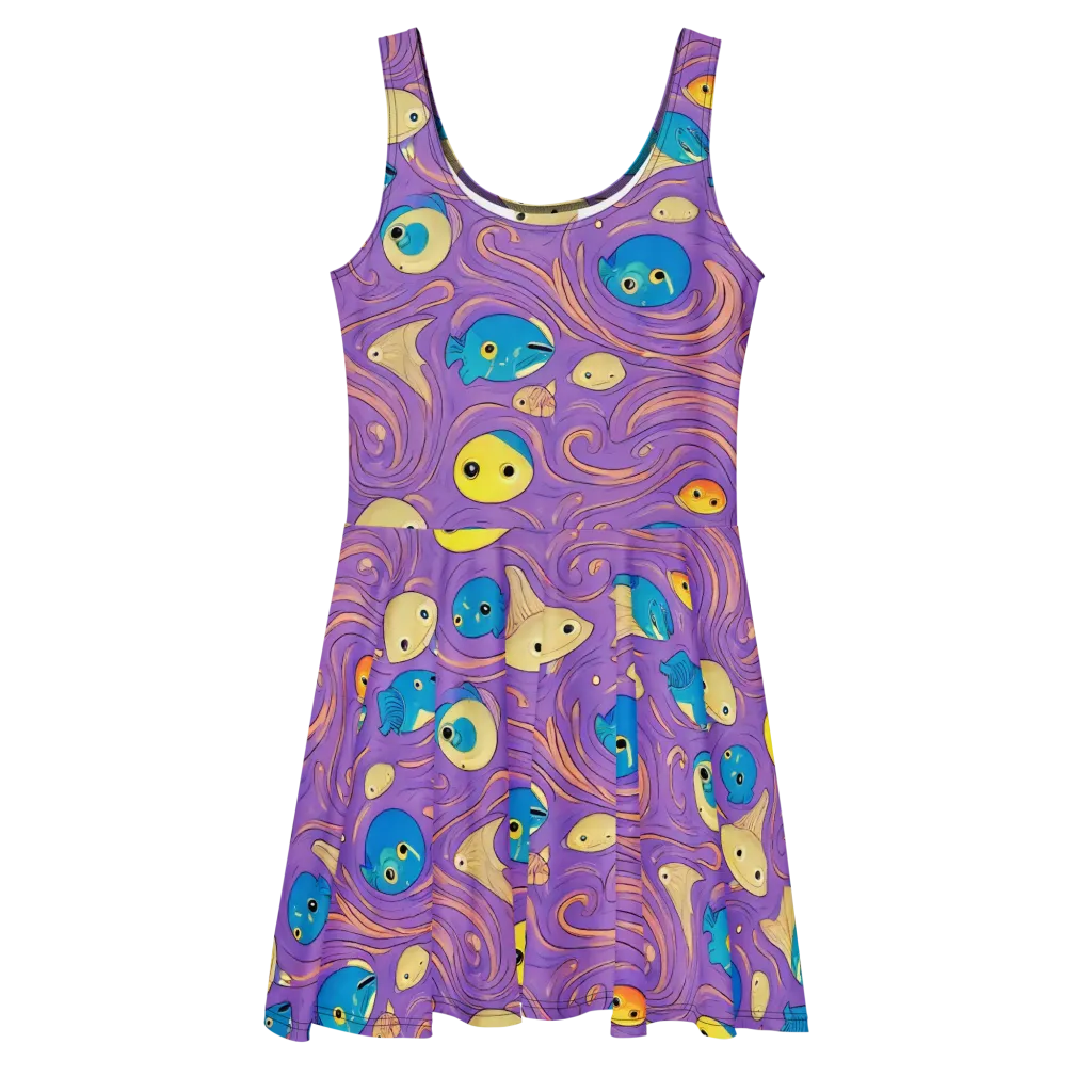Violet Tide on Skater Dress — Front