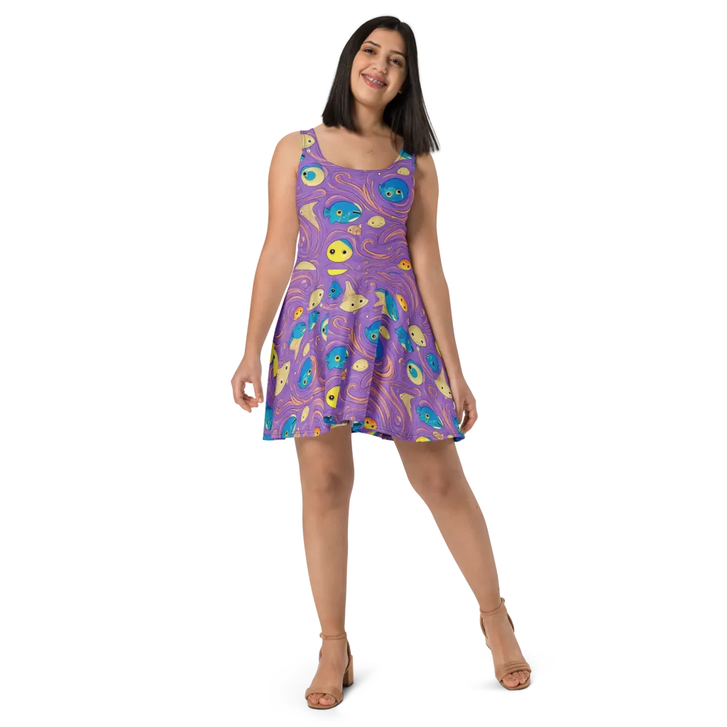 Violet Tide on Skater Dress — Front