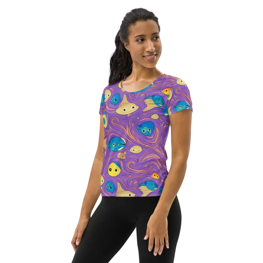 Violet Tide on Women's Athletic T-Shirt — Left