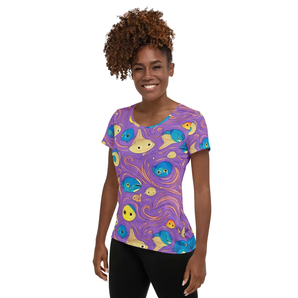 Violet Tide on Women's Athletic T-Shirt — Left