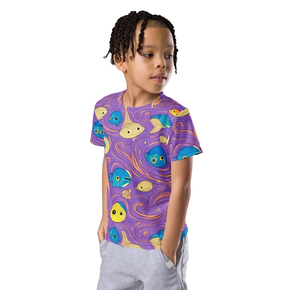 Violet Tide on Kids Crew Neck T-Shirt — Left Front