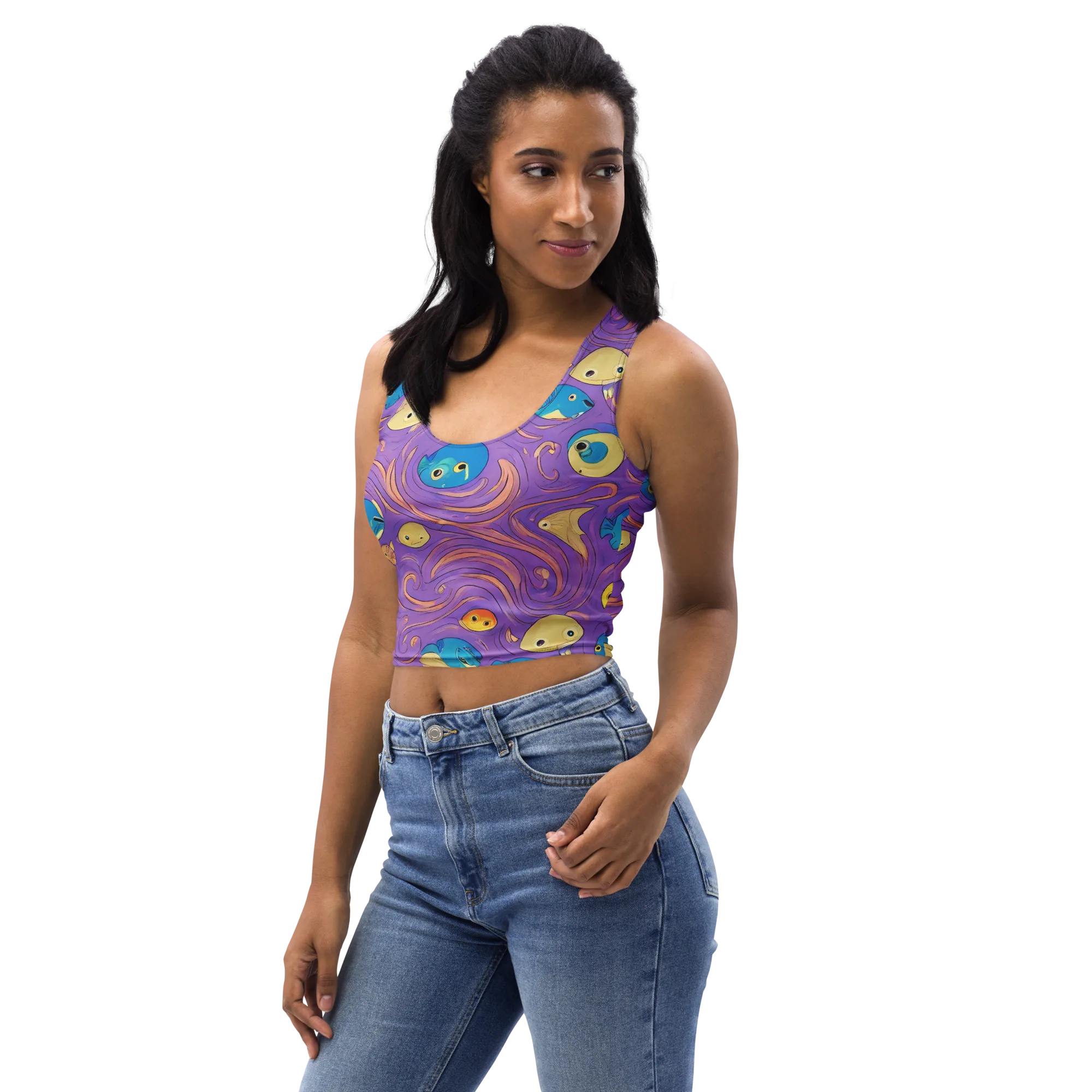 Violet Tide on Crop Top — Left Front