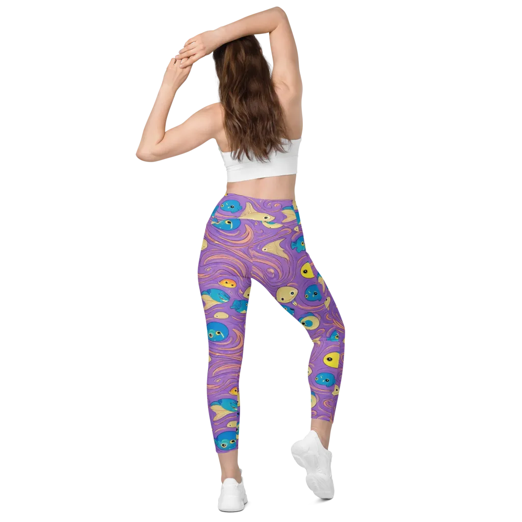 Violet Tide on Leggings with Pockets — Back