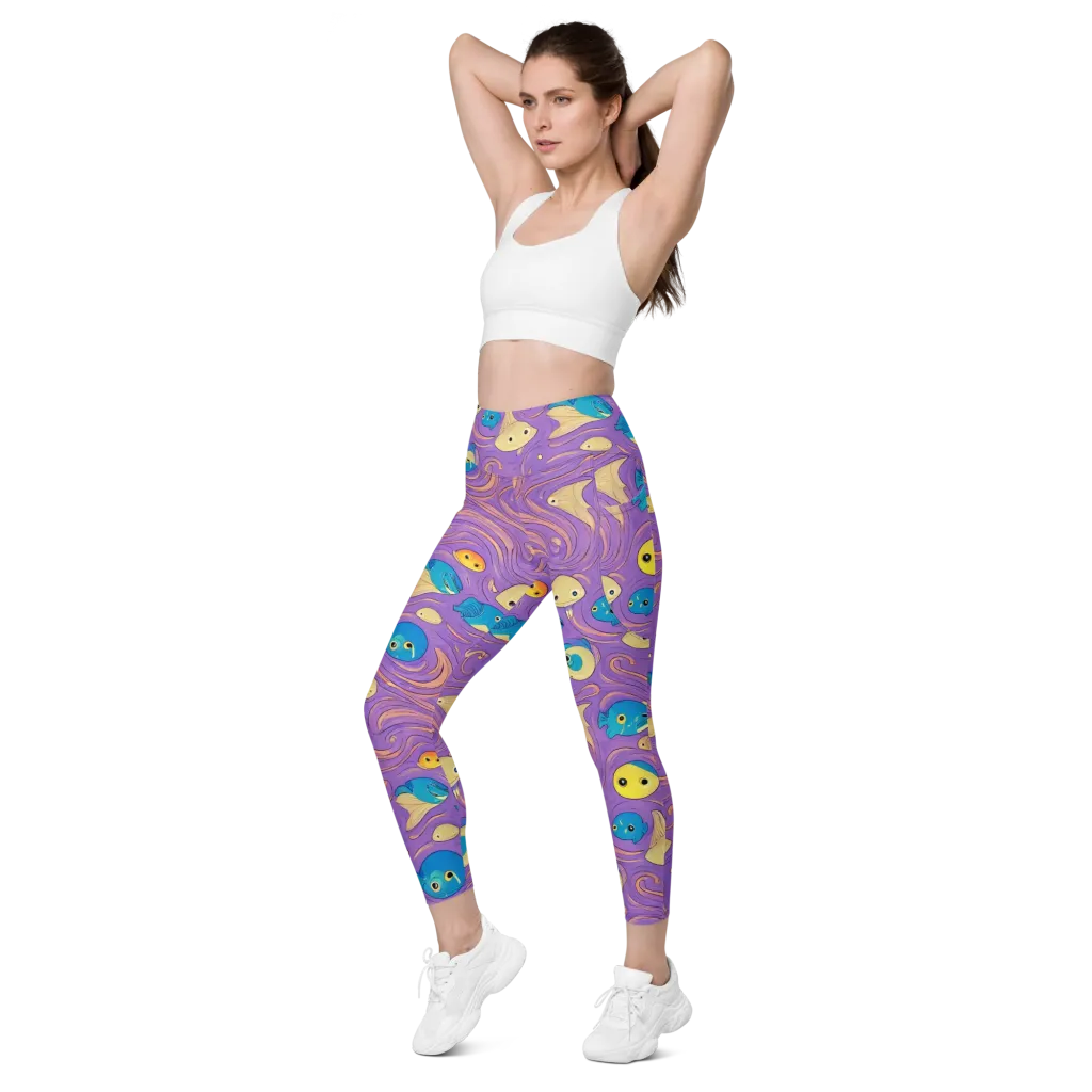Violet Tide on Leggings with Pockets — Left Front