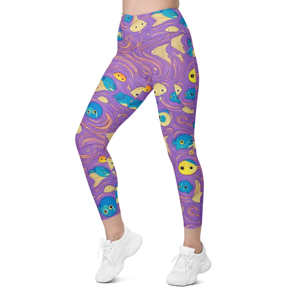 Violet Tide on Leggings with Pockets — Left Front