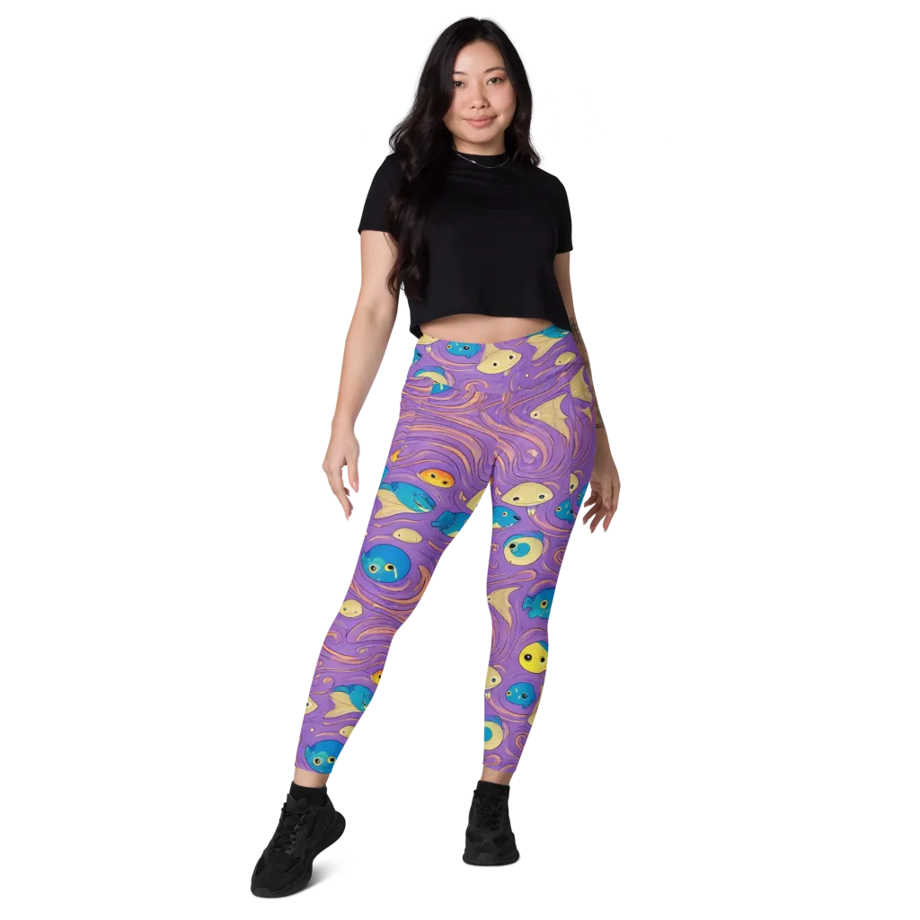 Violet Tide on Leggings with Pockets — Front