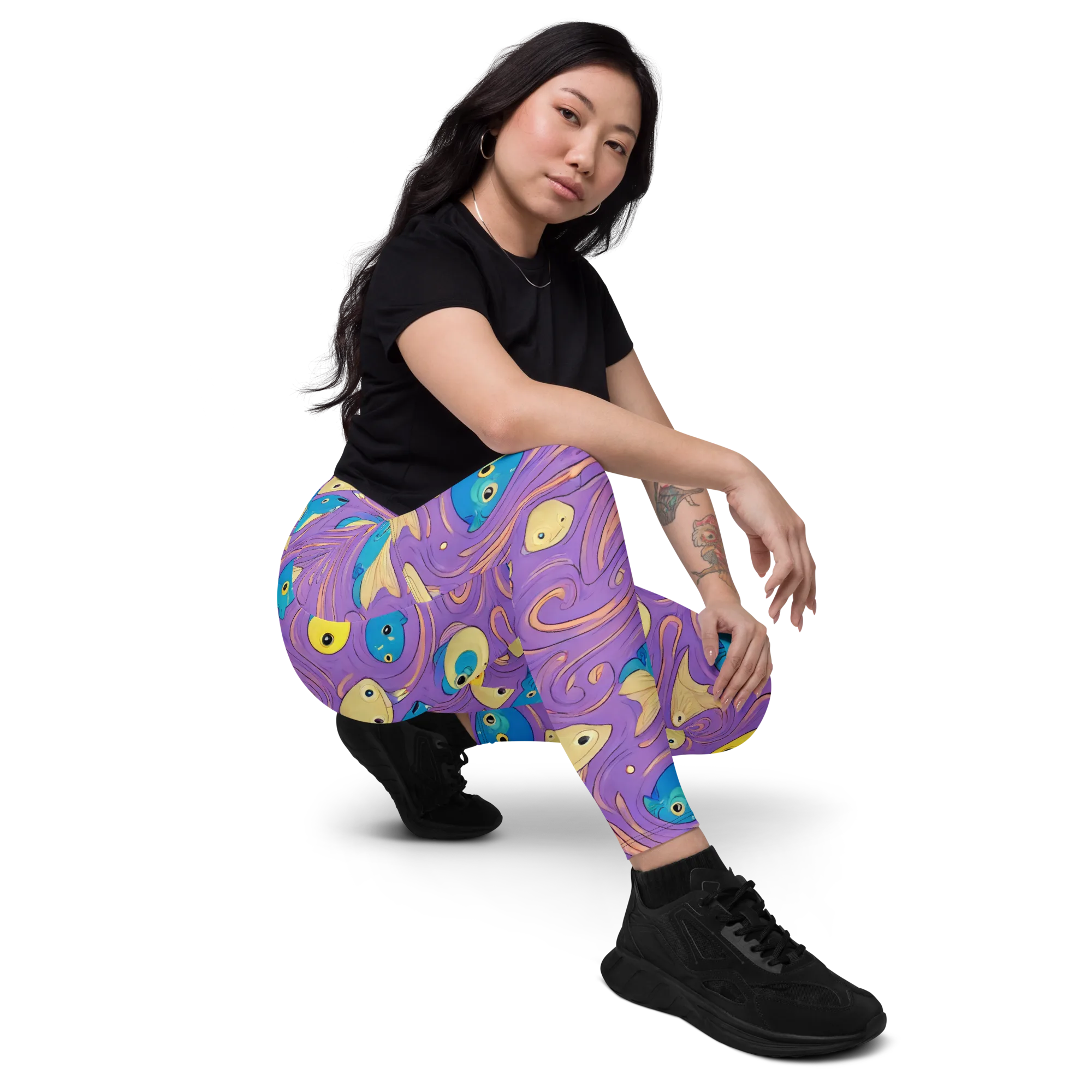 Violet Tide on Leggings with Pockets — Right Front