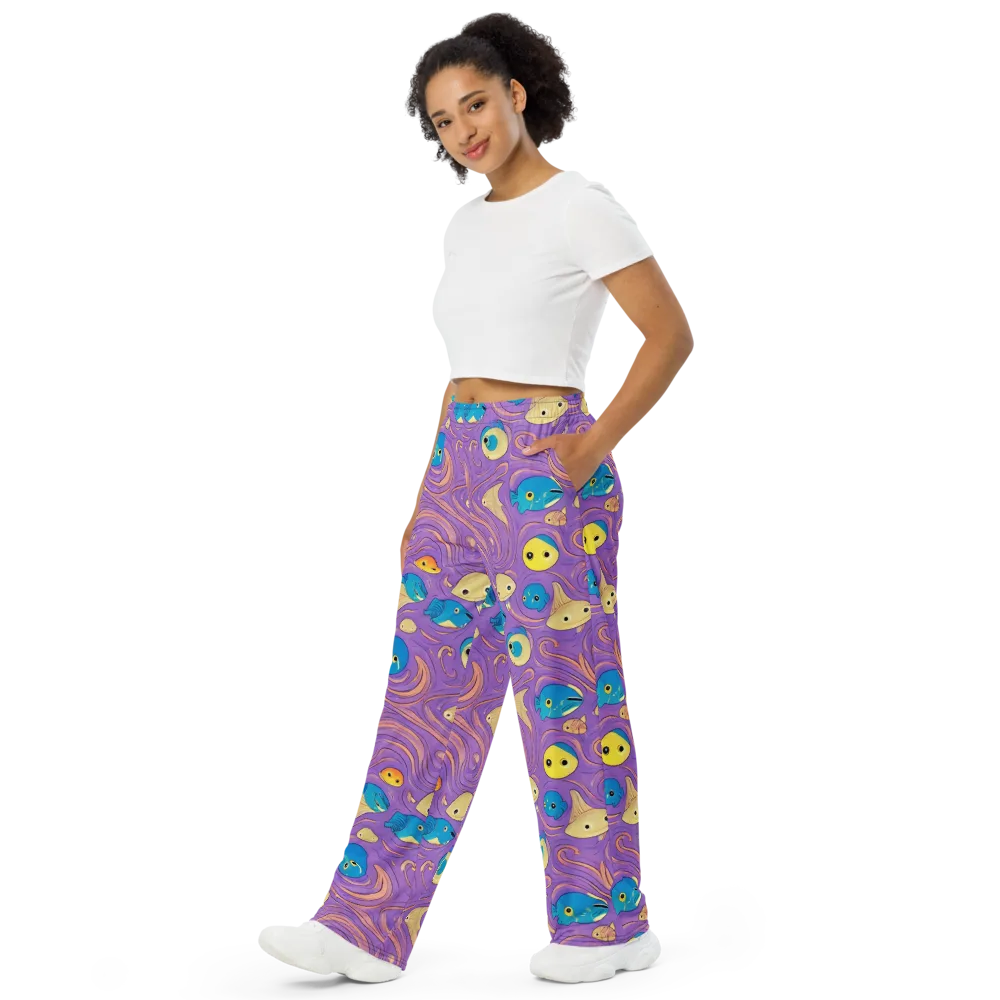 Violet Tide on Wide-Leg Pants — Left Front