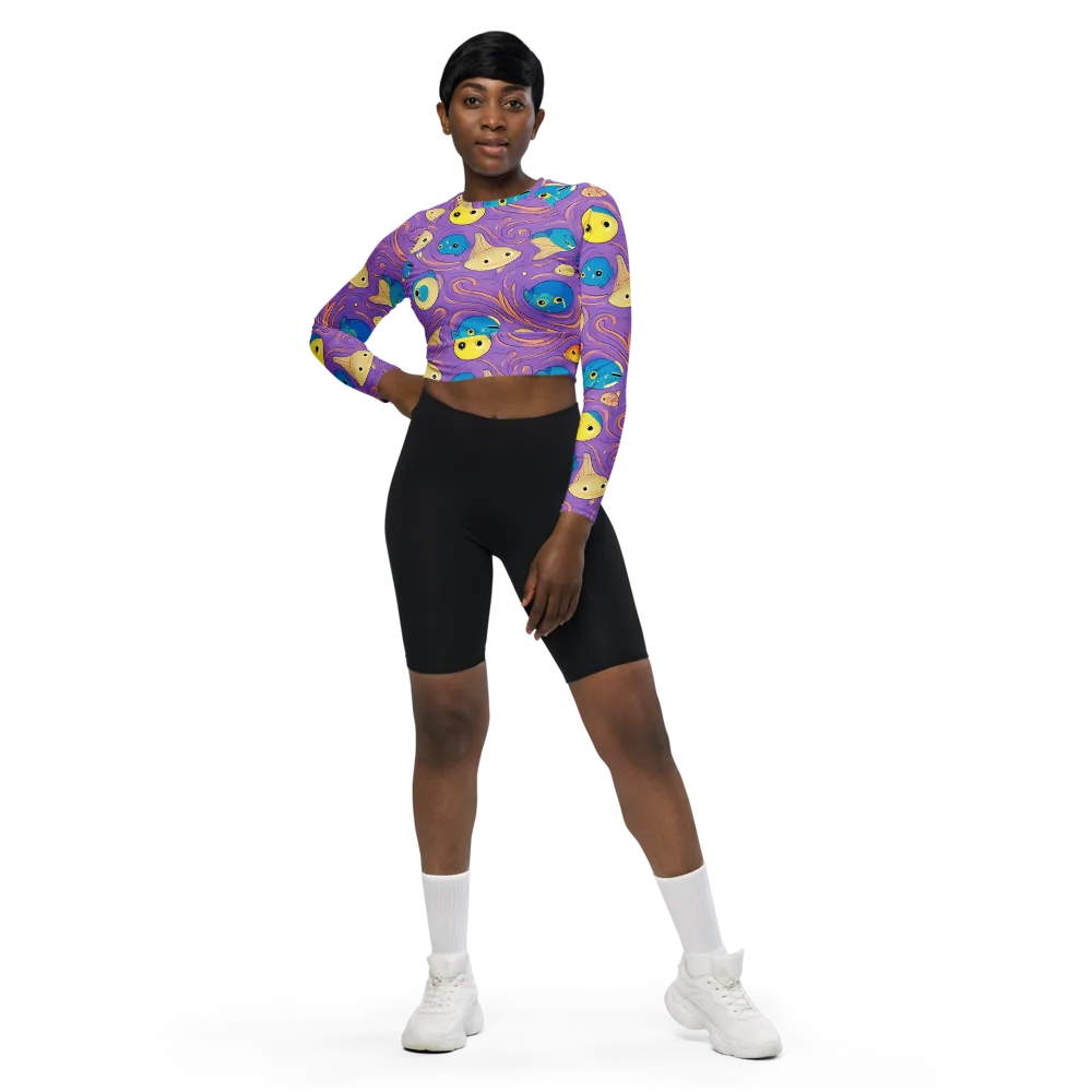 Violet Tide on Long Sleeve Crop Top — Front