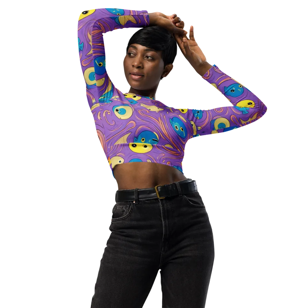Violet Tide on Long Sleeve Crop Top — Front