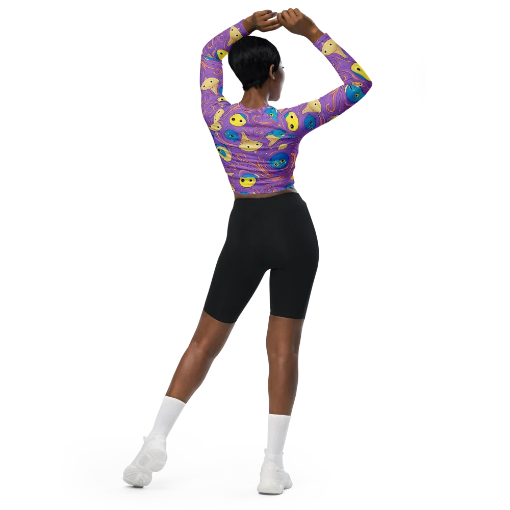Violet Tide on Long Sleeve Crop Top — Back