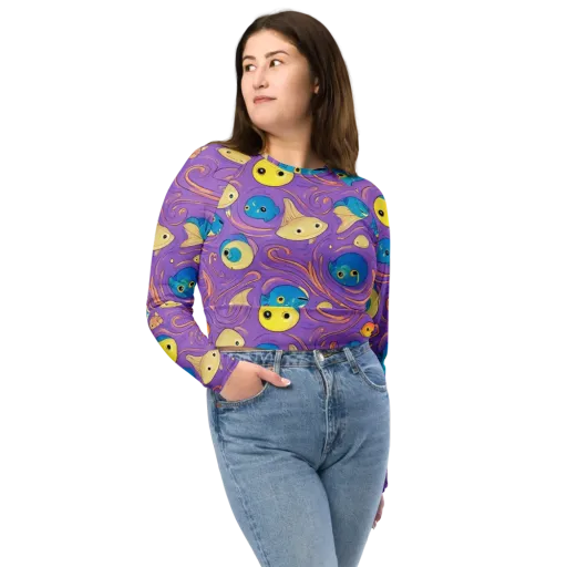 Violet Tide on a Long Sleeve Crop Top