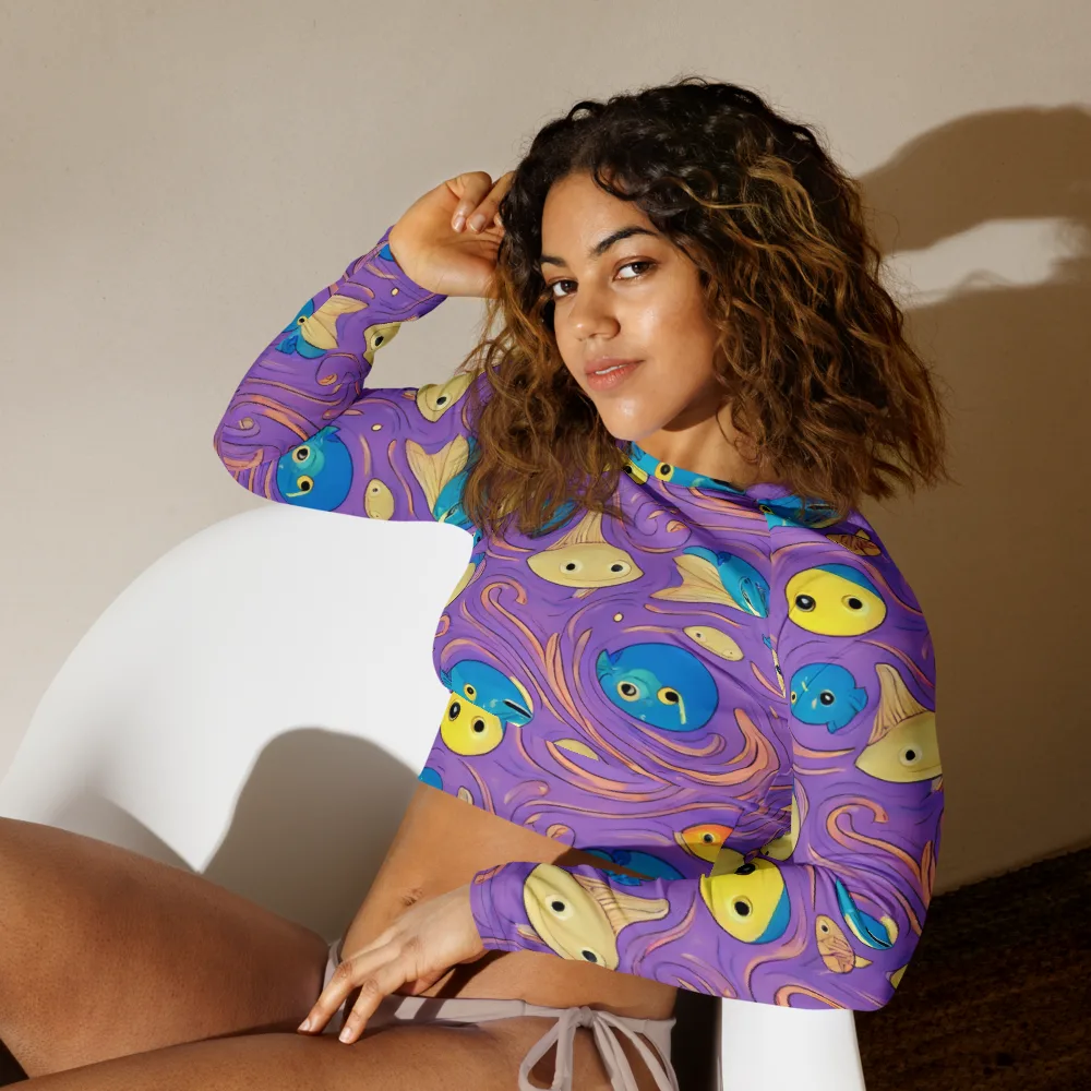 Violet Tide on Long Sleeve Crop Top — Left Front