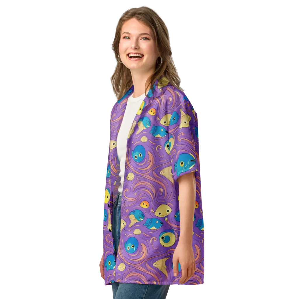 Violet Tide on Button Shirt — Left Front