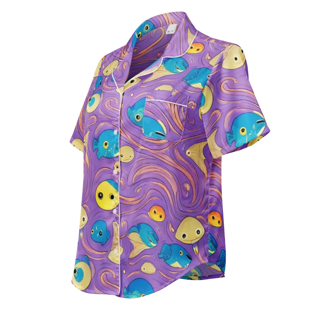 Violet Tide on Women's Short Sleeve Pajama Top — Left Front