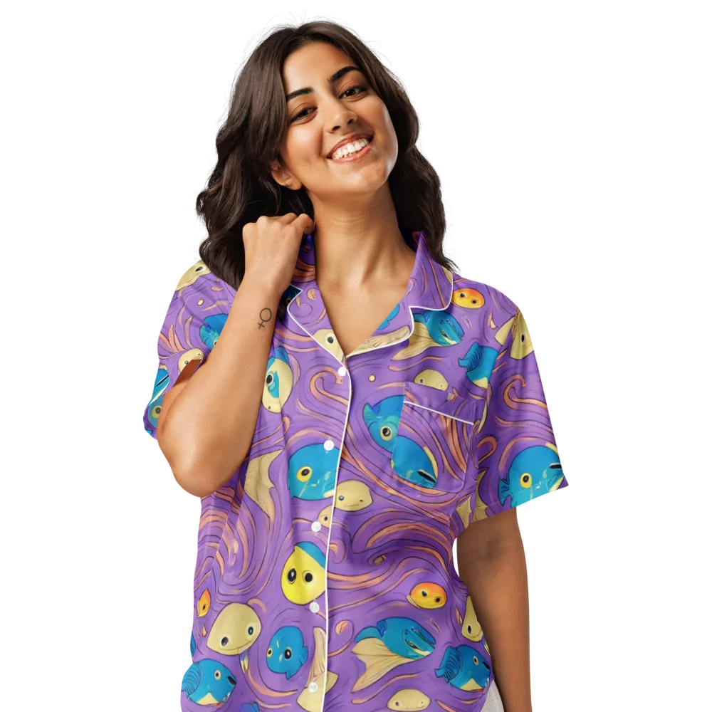 Violet Tide on Women's Short Sleeve Pajama Top — Front