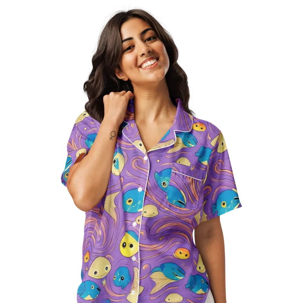 Violet Tide on Women's Short Sleeve Pajama Top — Front