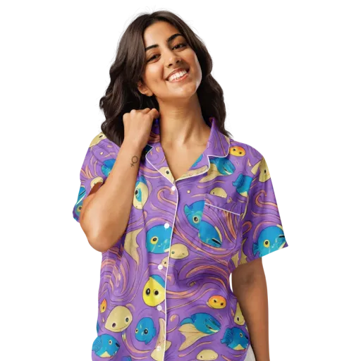 Violet Tide on a Women's Short Sleeve Pajama Top