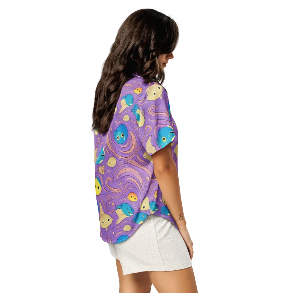 Violet Tide on Women's Short Sleeve Pajama Top — Right Back