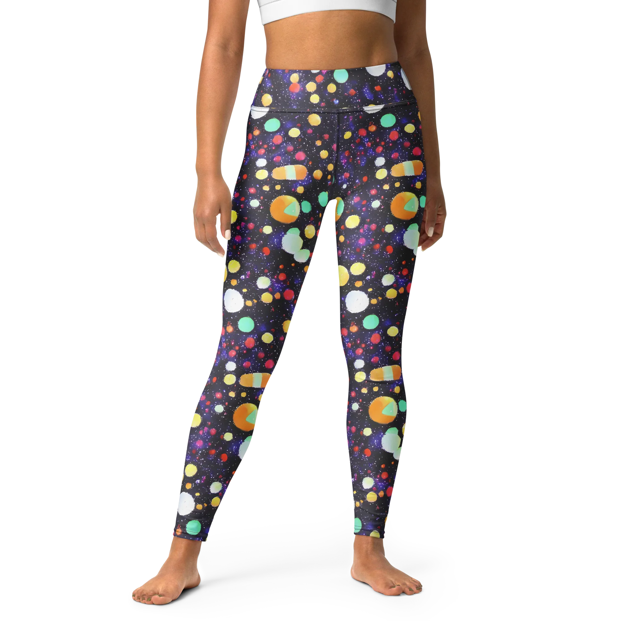 Orbit Pop on Yoga Leggings — Front