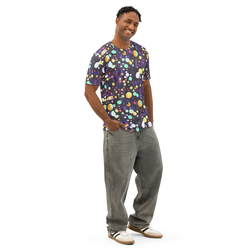 Orbit Pop on Men's Cotton Crew Neck T-Shirt — Right Front