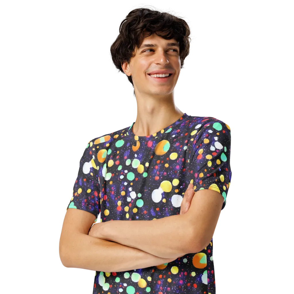 Orbit Pop on Men's Crew Neck T-Shirt — Left Front