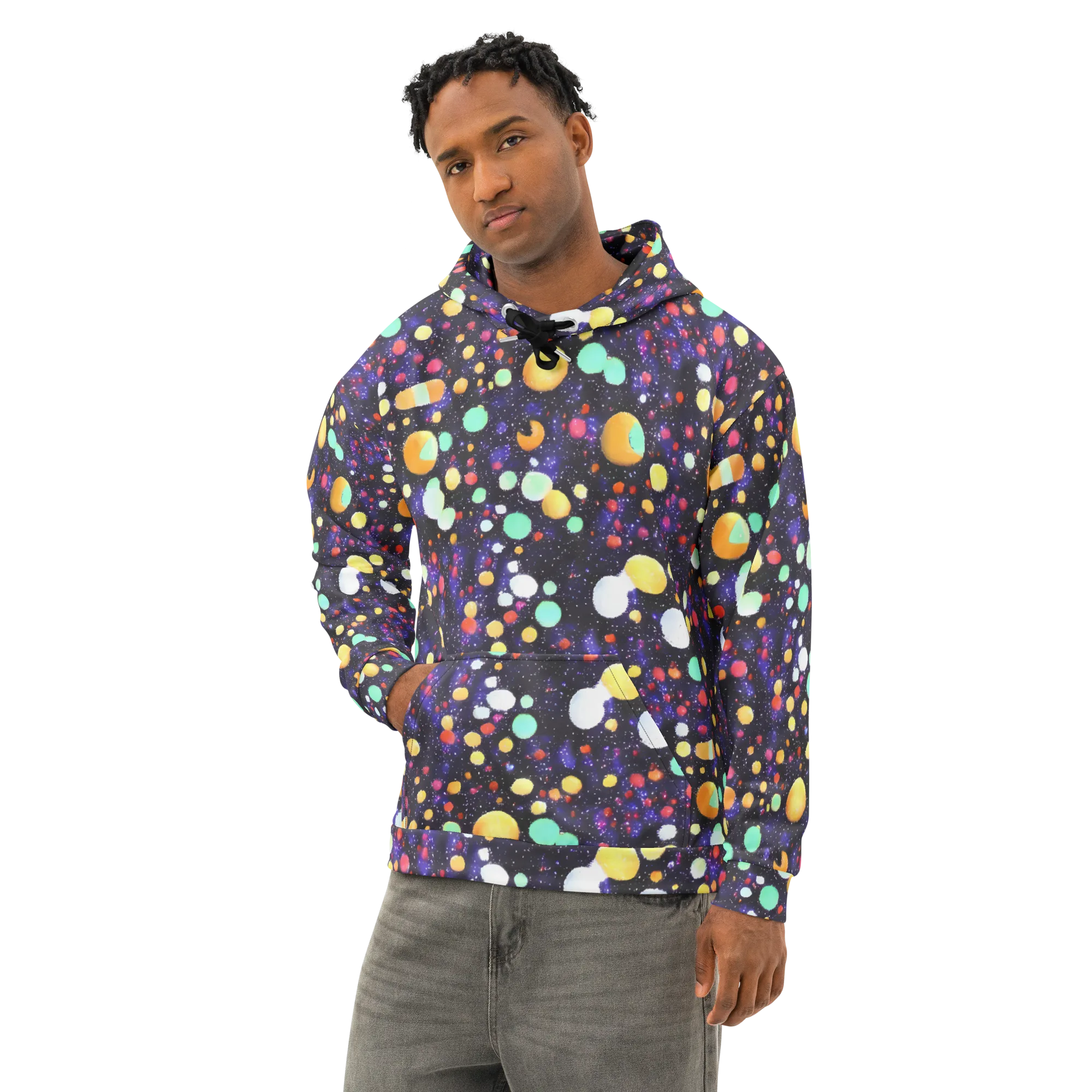 Orbit Pop on Cotton Hoodie — Left Front