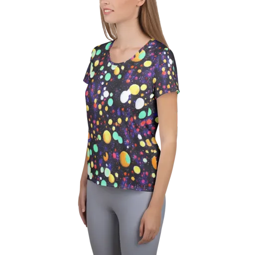 Orbit Pop on a Women's Athletic T-Shirt