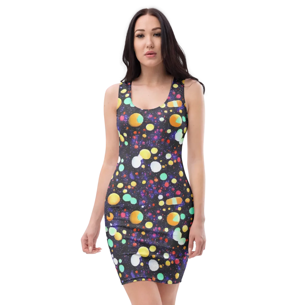 Orbit Pop on Bodycon Dress — Front