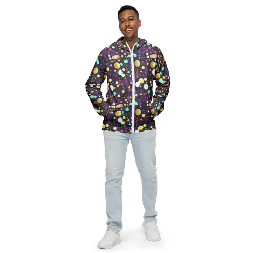 Orbit Pop on a Men's Windbreaker