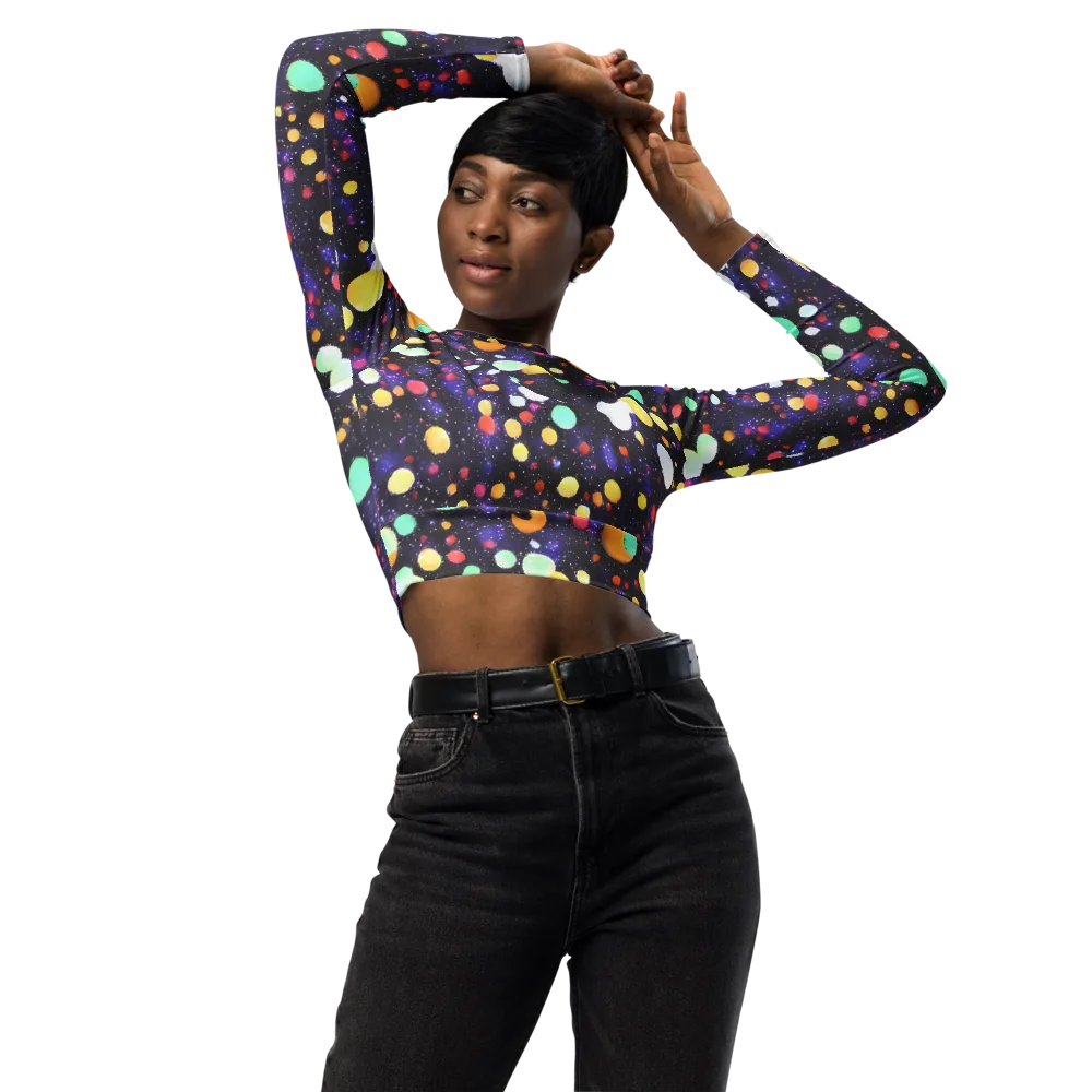 Orbit Pop on Long Sleeve Crop Top — Front