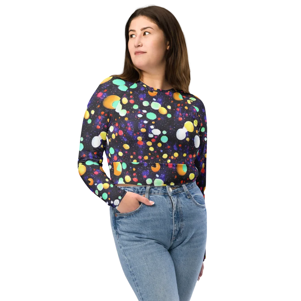 Orbit Pop on Long Sleeve Crop Top — Front