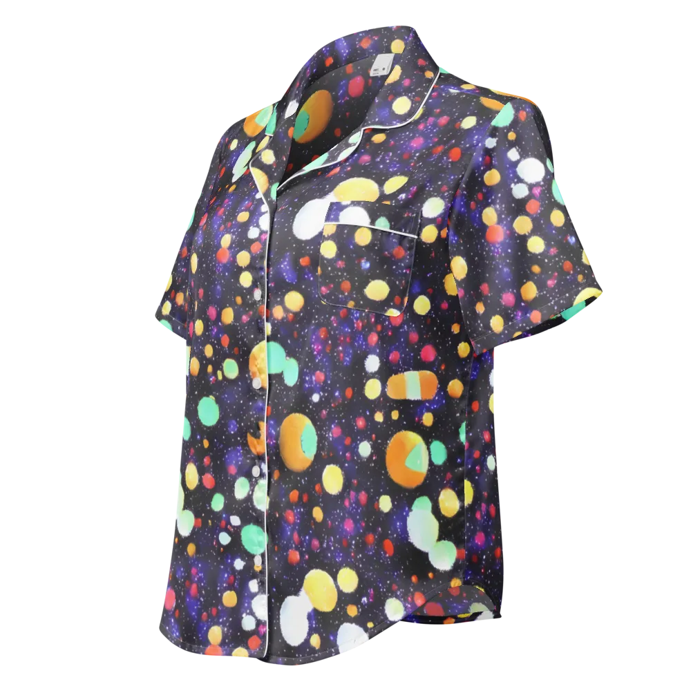 Orbit Pop on Women's Short Sleeve Pajama Top — Left Front