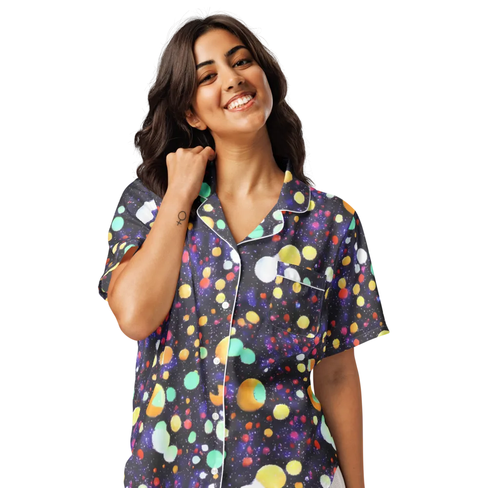 Orbit Pop on Women's Short Sleeve Pajama Top — Front