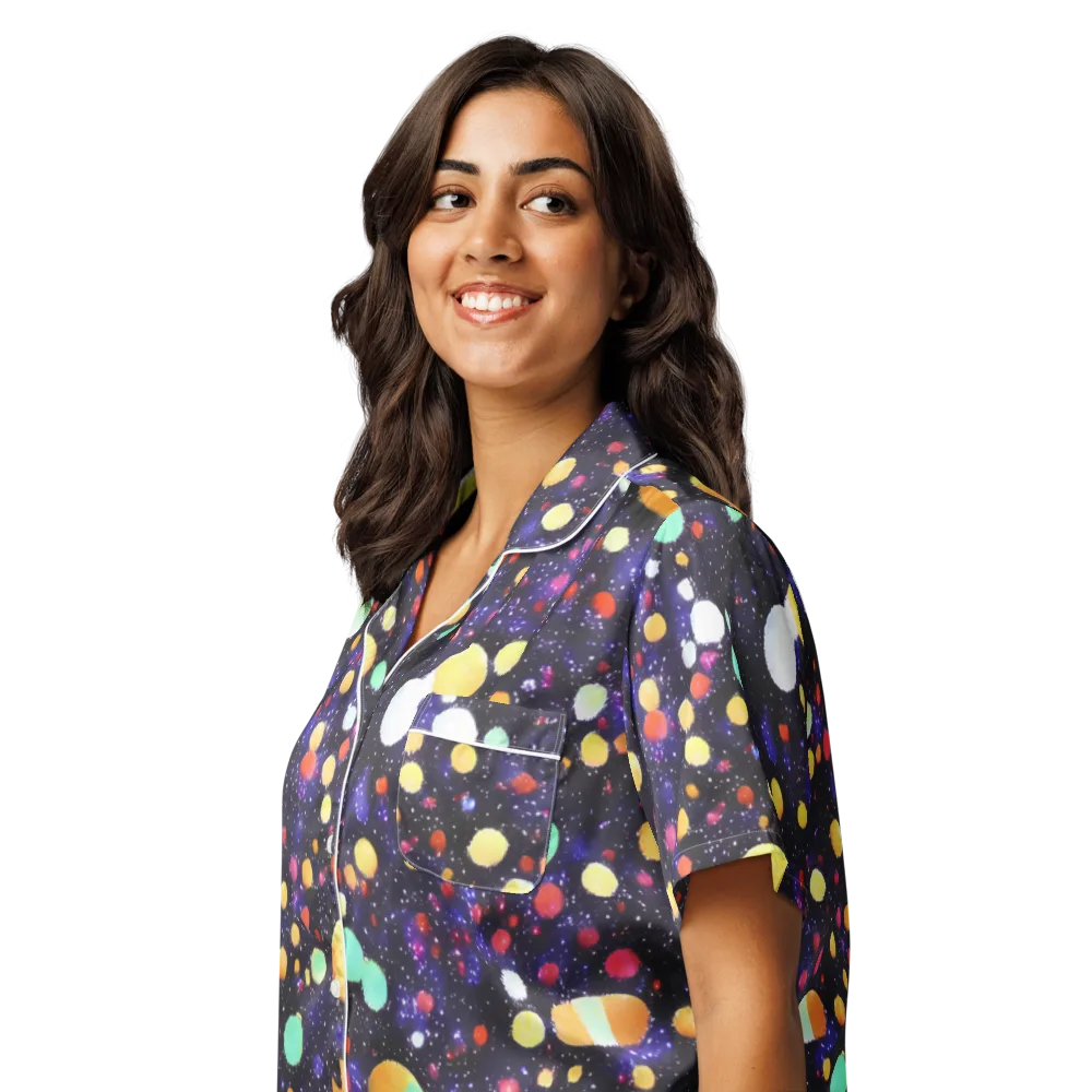 Orbit Pop on Women's Short Sleeve Pajama Top — Left Front