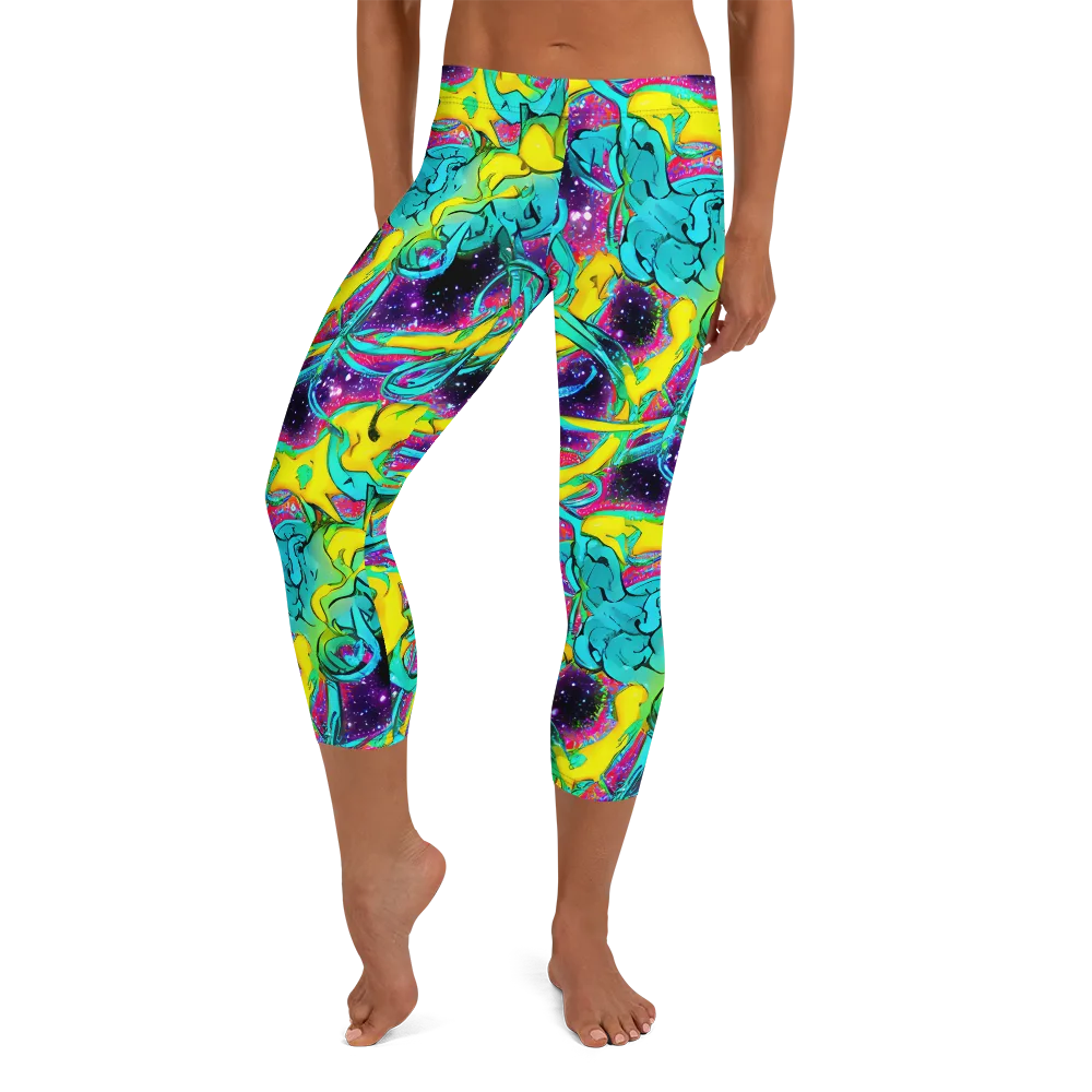 Galaxy Bloom on Capri Leggings — Front
