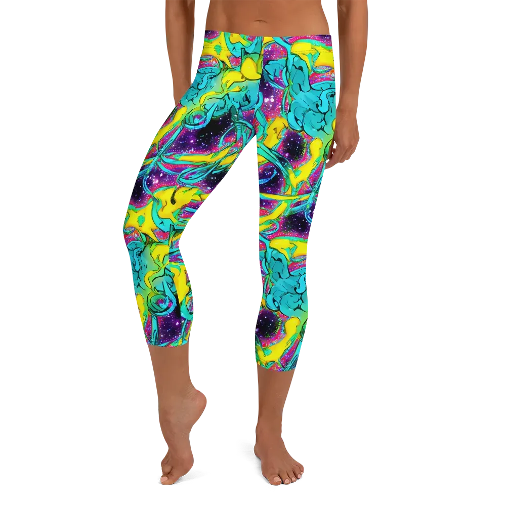 Galaxy Bloom on Capri Leggings — Front