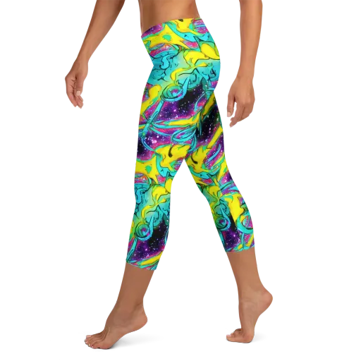 Galaxy Bloom on a Capri Leggings