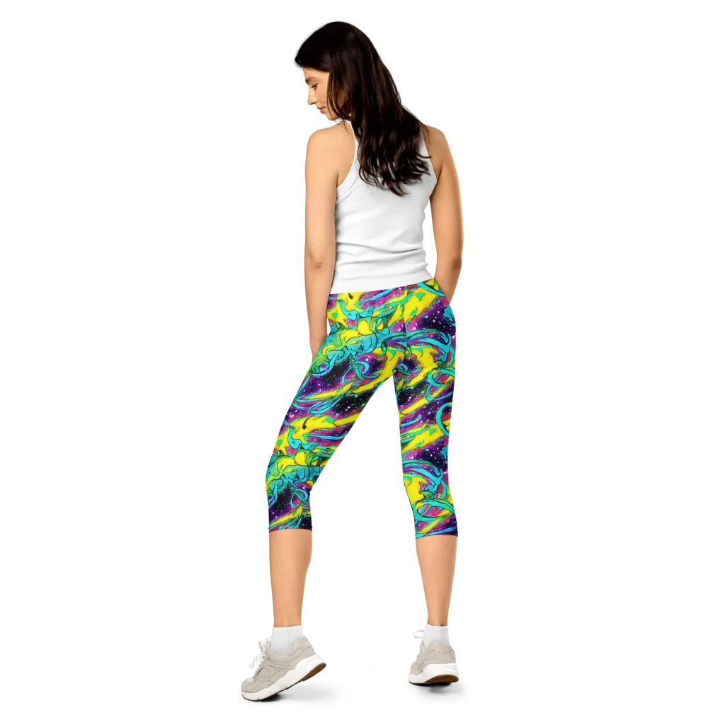 Galaxy Bloom on Capri Leggings — Back