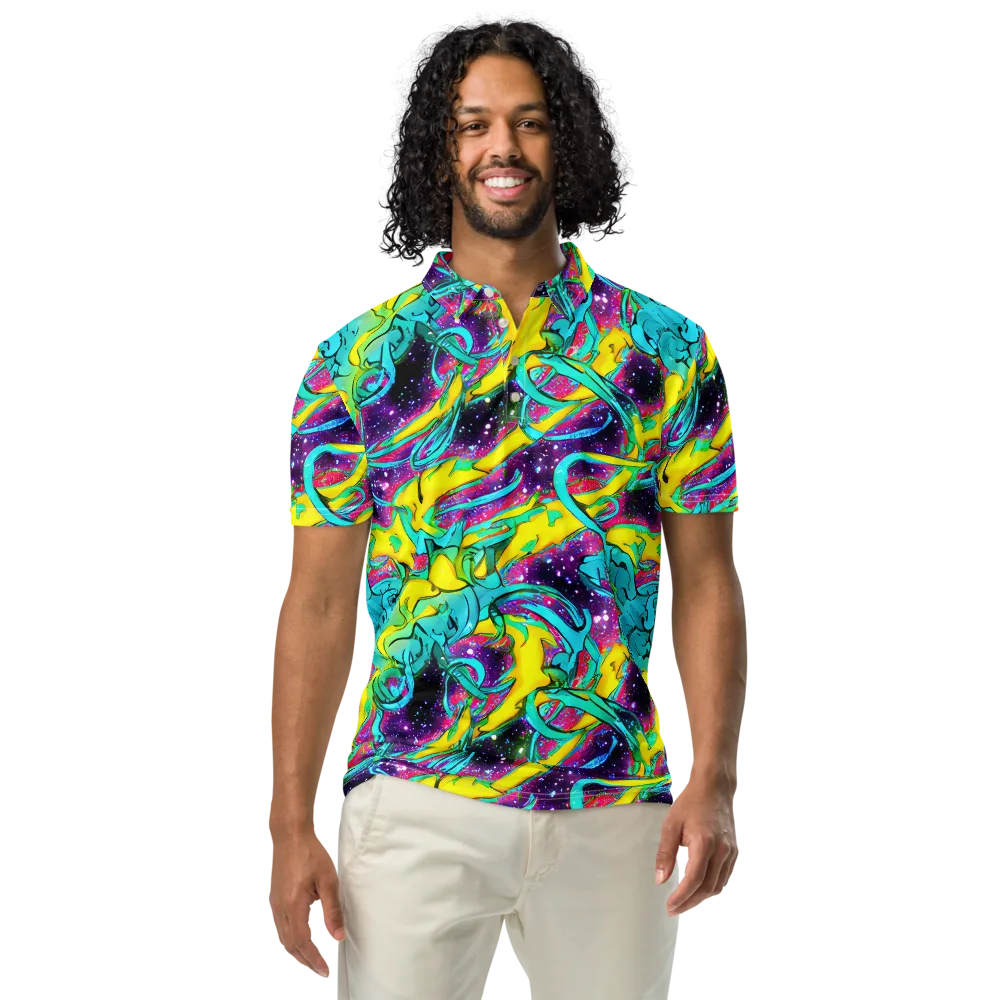 Galaxy Bloom on Men's Slim Fit Polo Shirt — Front