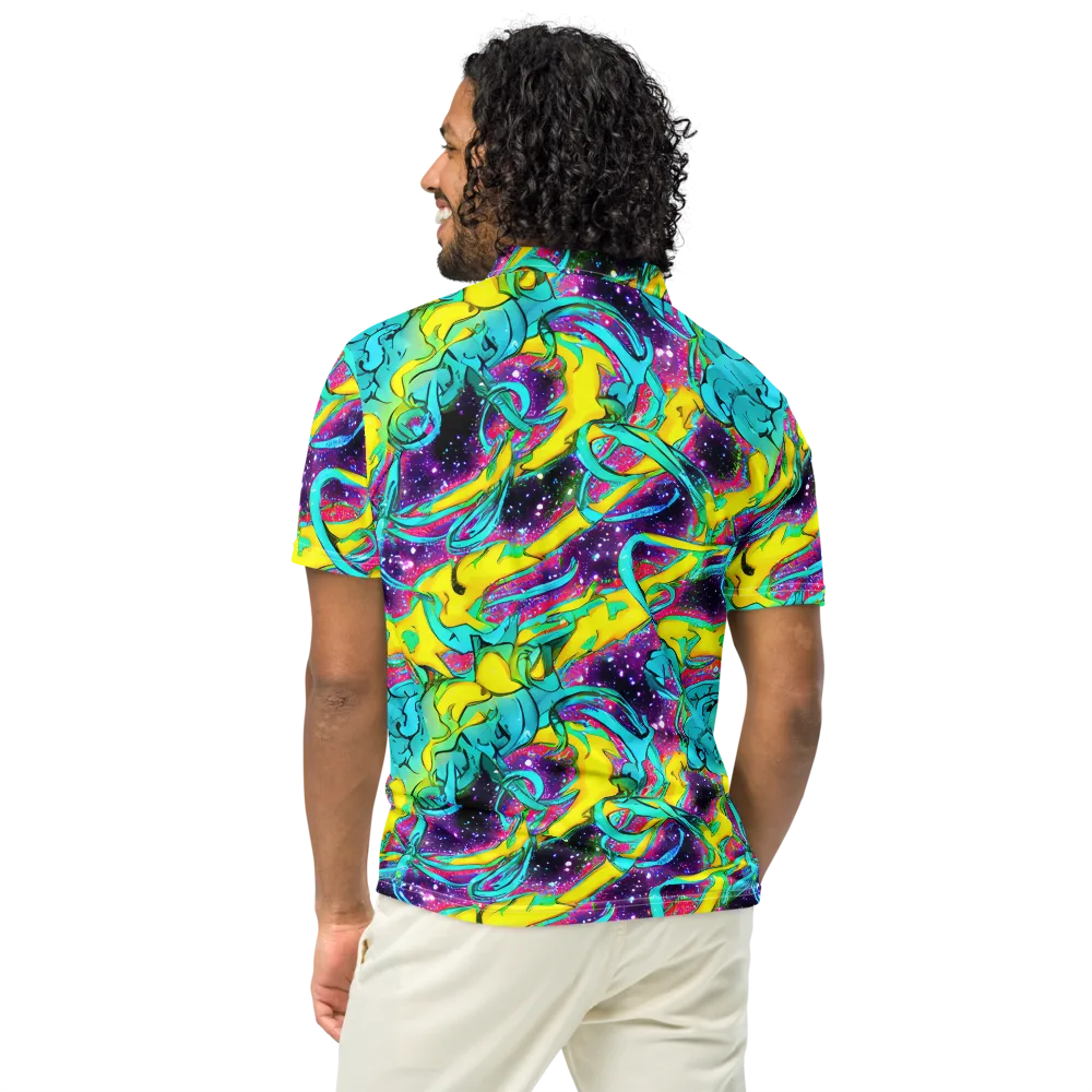 Galaxy Bloom on Men's Slim Fit Polo Shirt — Back