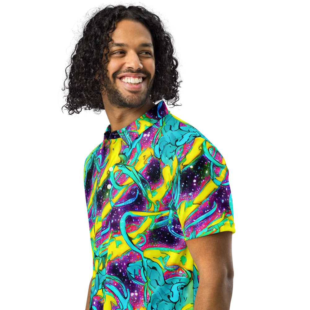 Galaxy Bloom on Men's Slim Fit Polo Shirt — Left Front