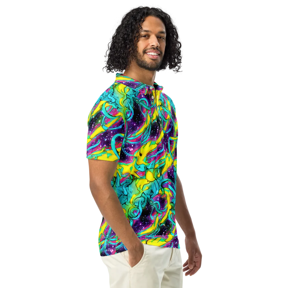 Galaxy Bloom on Men's Slim Fit Polo Shirt — Right Front