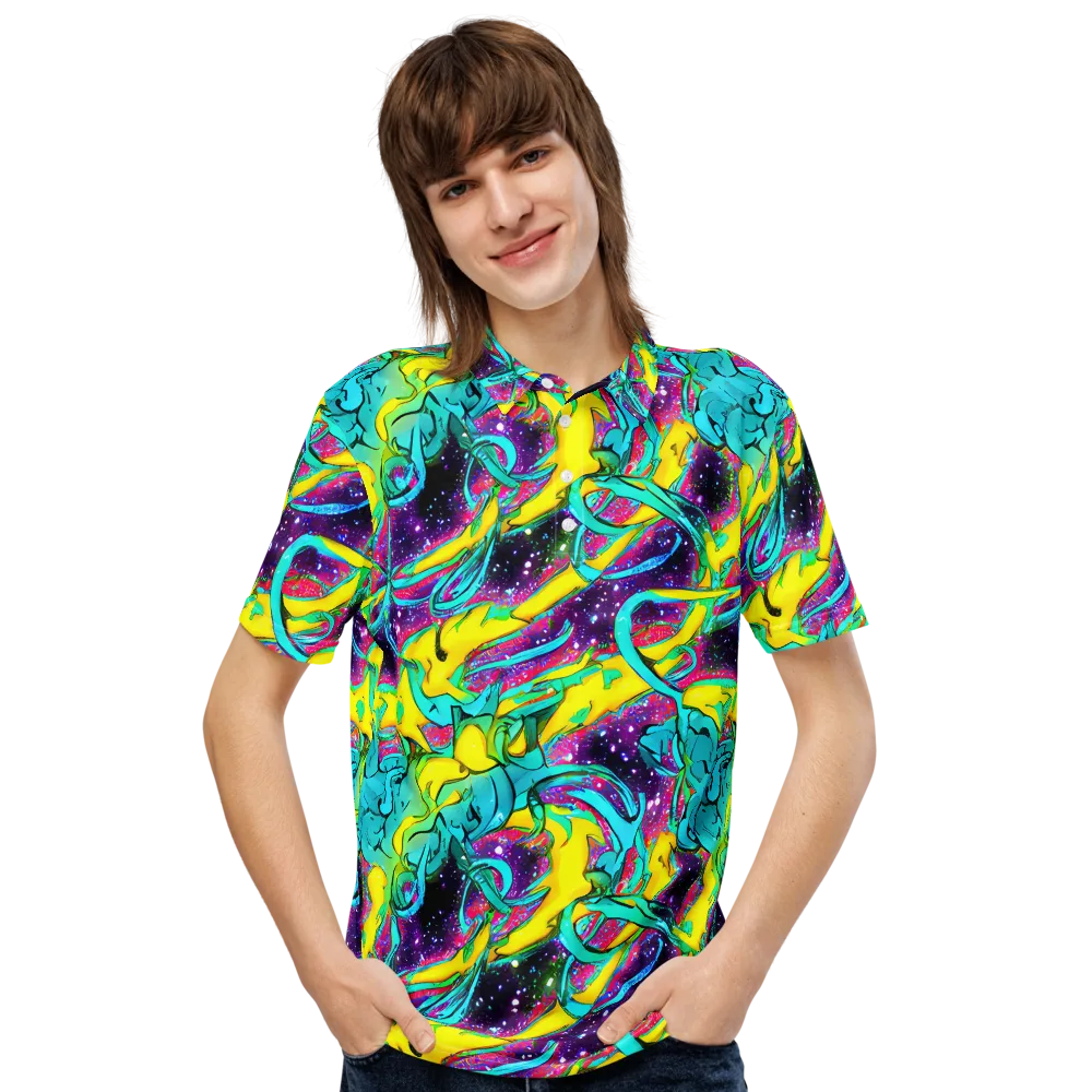 Galaxy Bloom on Men's Slim Fit Polo Shirt — Front