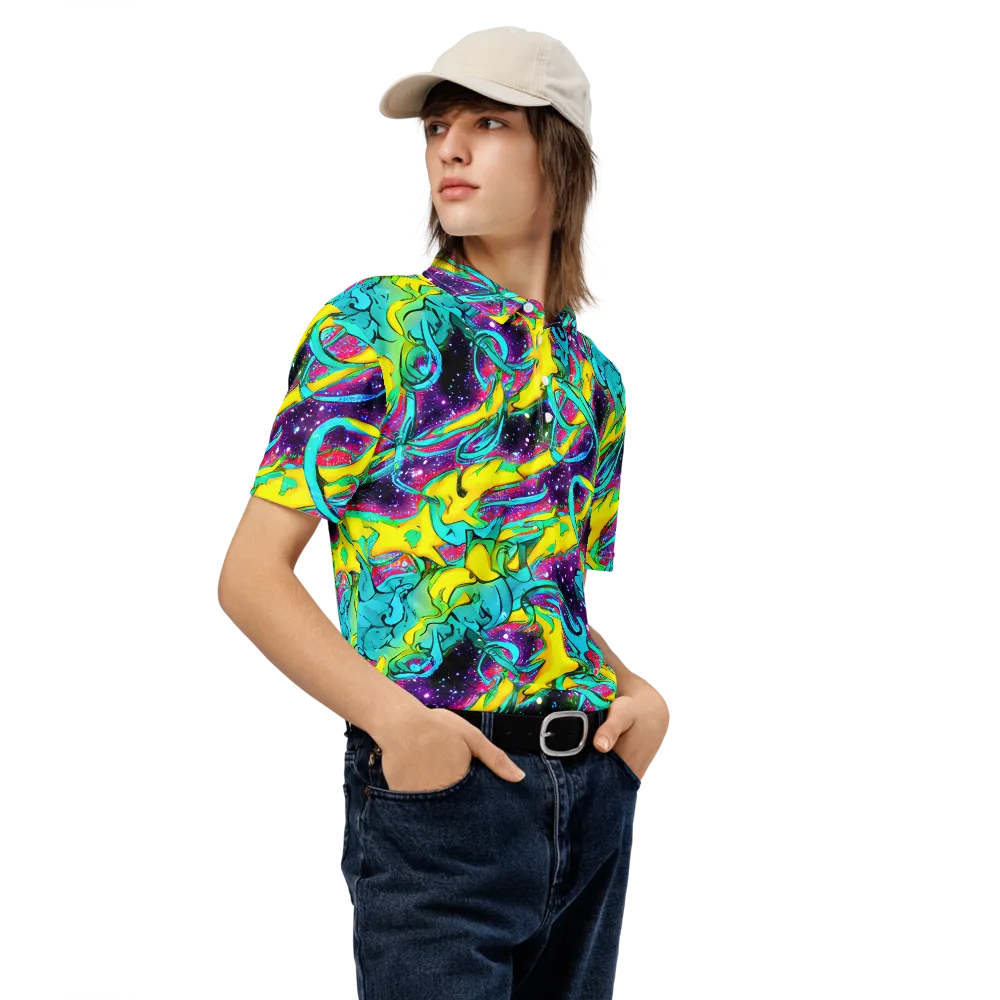 Galaxy Bloom on Men's Slim Fit Polo Shirt — Right Front
