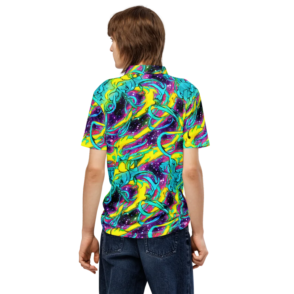 Galaxy Bloom on Men's Slim Fit Polo Shirt — Back