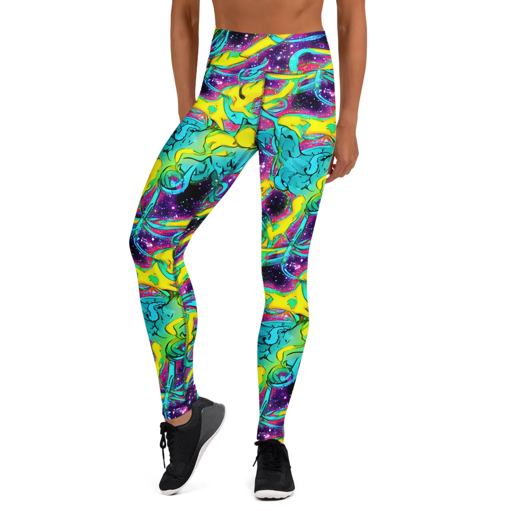 Galaxy Bloom on Yoga Leggings — Front
